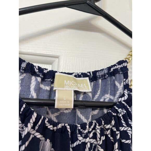 Michael Kors Womens Lg Nautical Sleeveless Gold Chain Halter Tank Top Blouse - Picture 9 of 14